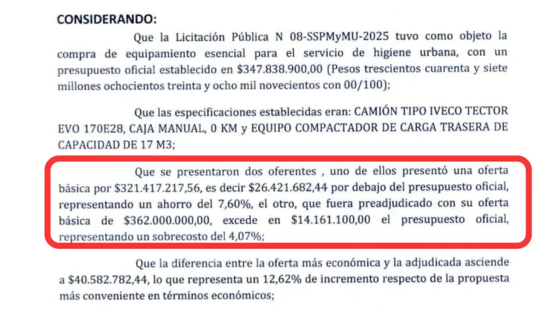 San Luis: el Municipio pagó un sobrecosto de 40 millones para comprar un camión San Luis: el Municipio pagó un sobrecosto de 40 millones para comprar un camión