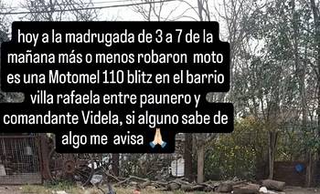 Otro caso de inseguridad: robaron una moto y una mujer pide datos para recuperarla